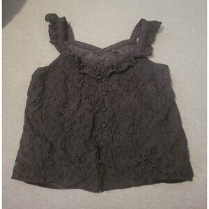 Torrid Black Lace Overlay Ruffle Sleeveless Romantic Top Size 2